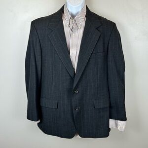 Harold Powell Blazer Pin Striped Mens 44R Gray‎ 3 Button Single Vent Sport Coat